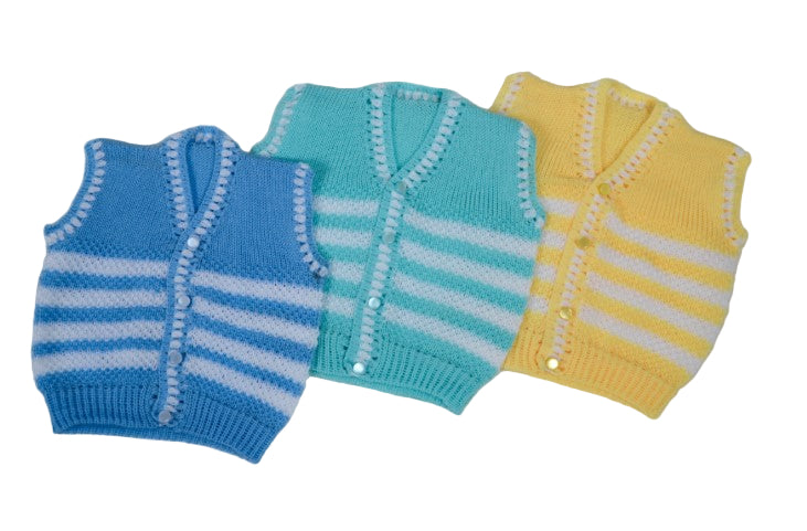 Crochet White Line Baby Jacket